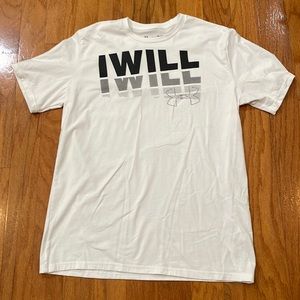 Under Armour Size Medium T Shirt Short sleeve White Black I Will Heatgear